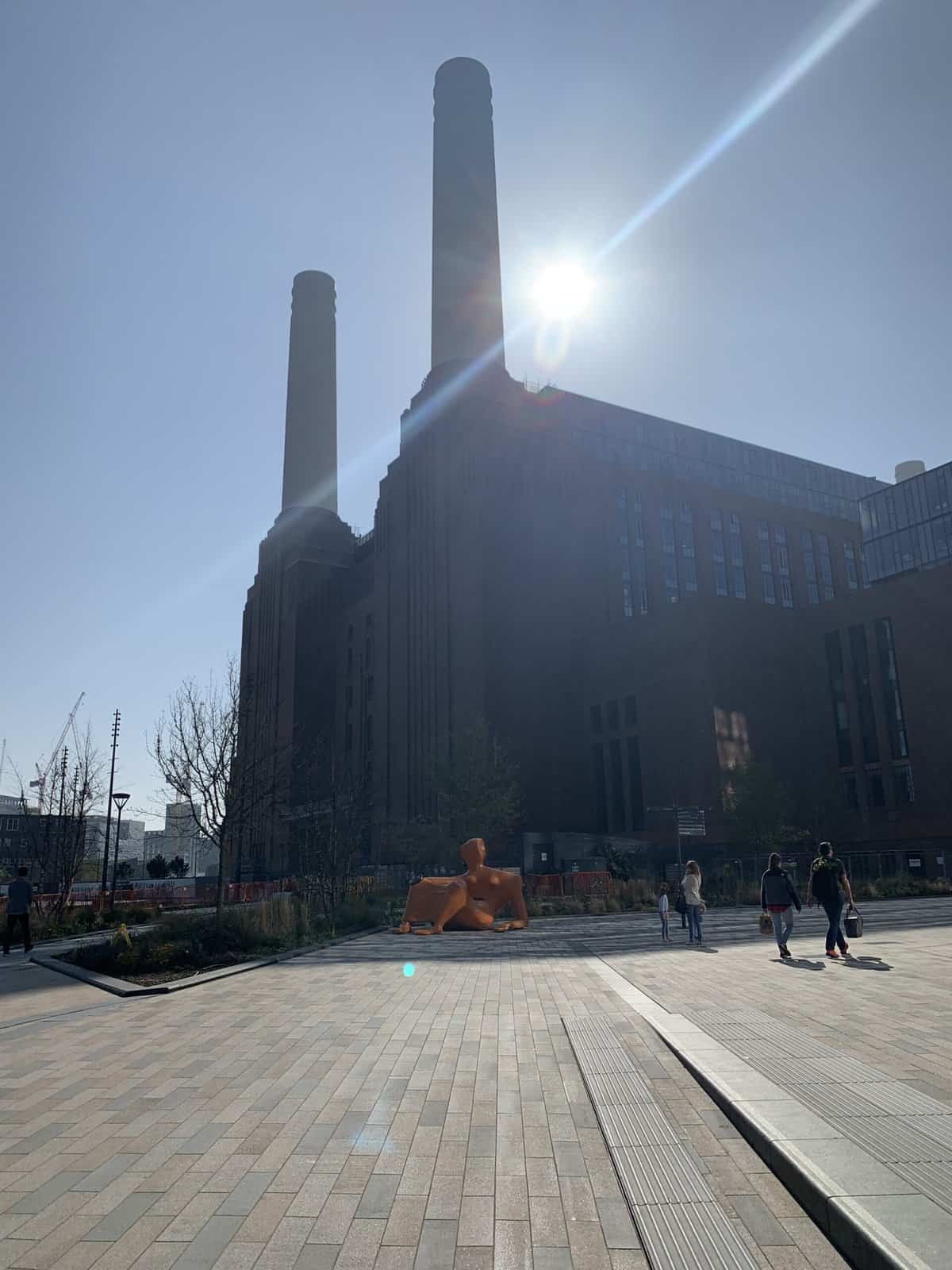 Battersea Power Station with the sun gleaning in the background